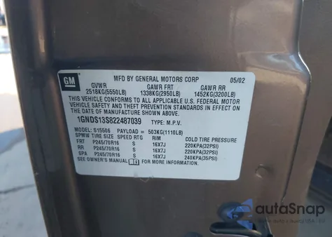 2002 Chevrolet Trailblazer Ls from USA, damaged, VIN 1GNDS13S822487039